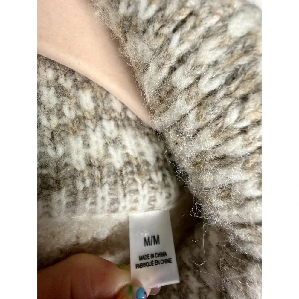 Elie Tahari Wool Blend Crochet Collar 1/4 Zip Cozy Sweater Women's Size Medium